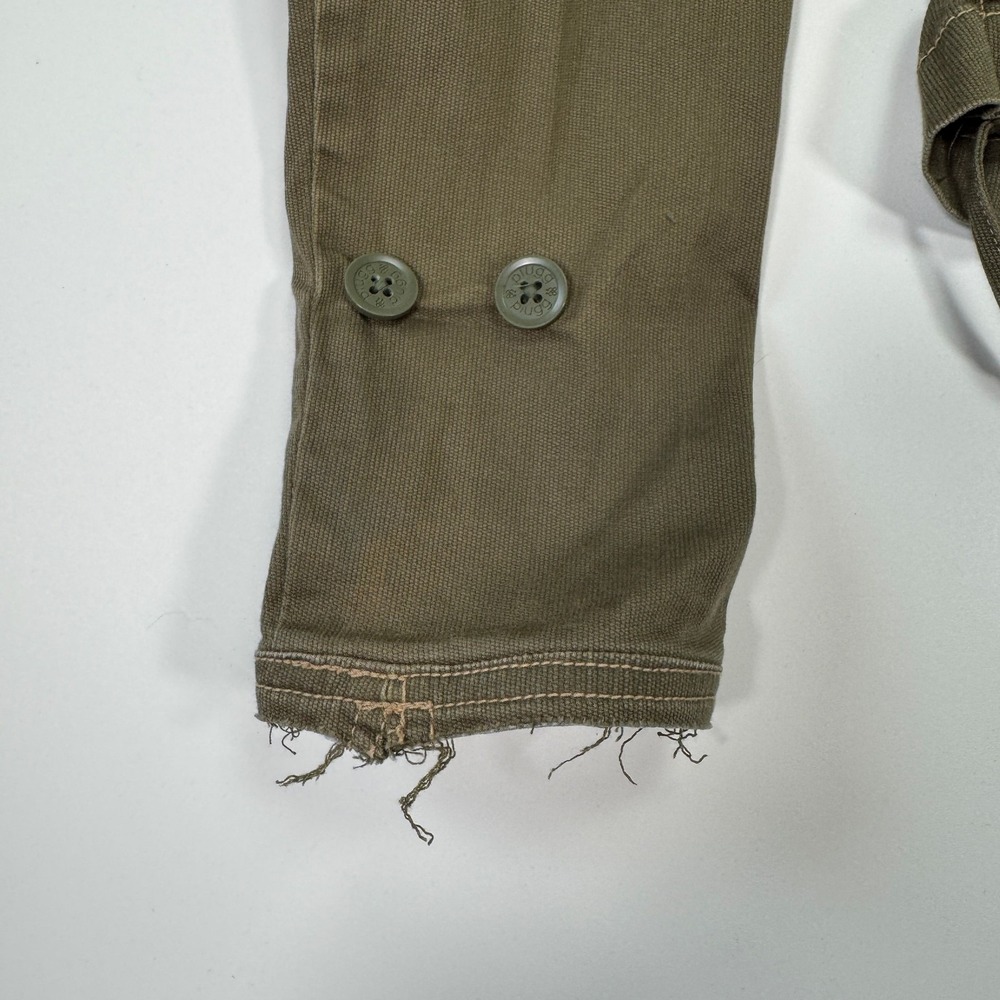Plugg Utility Jacket Womens L Olive Green Military Button Up Distressed Y2K - Picture 7 of 16